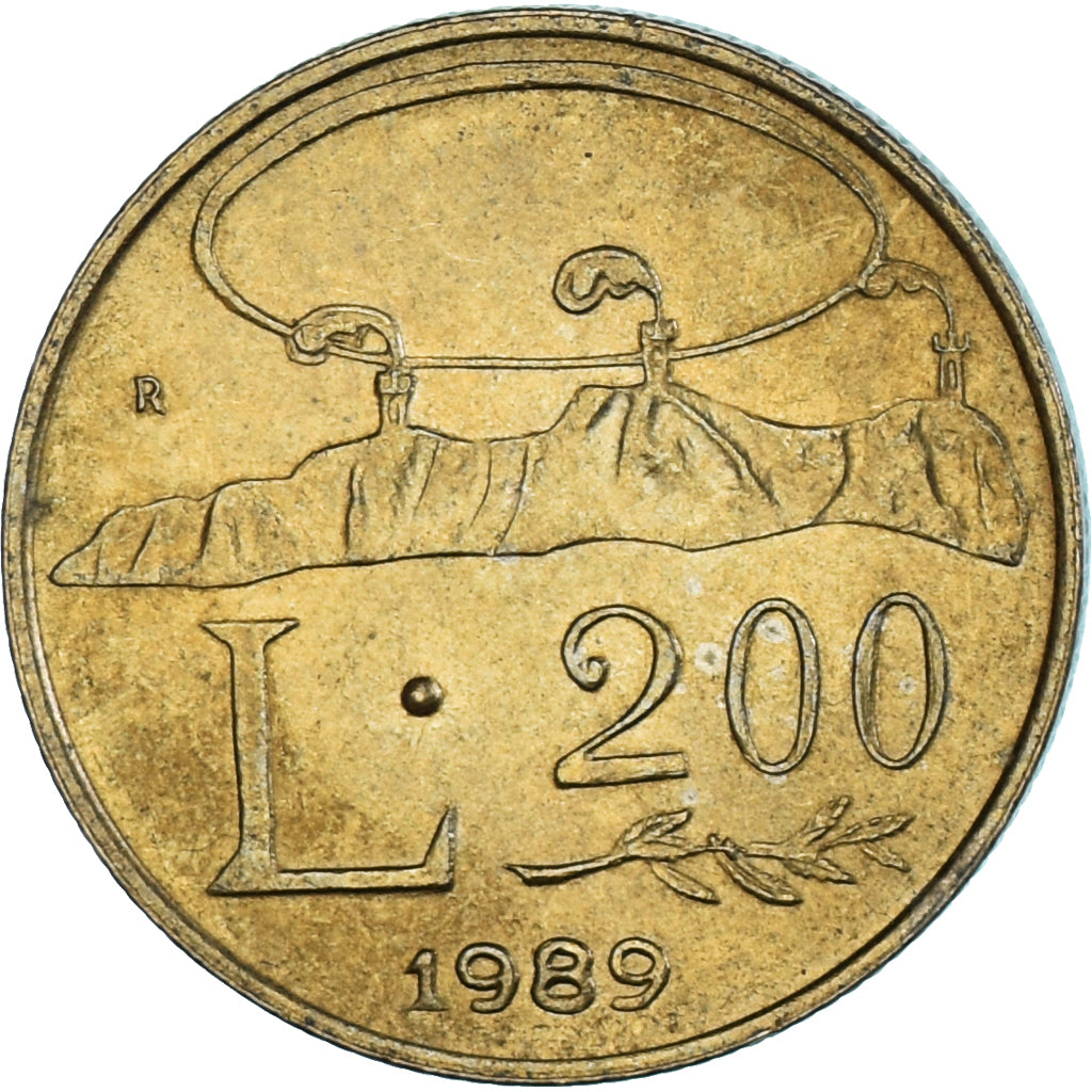 Coin, San Marino, 200 Lire, 1989, Rome, EF(40-45), Aluminum-Bronze, KM:238