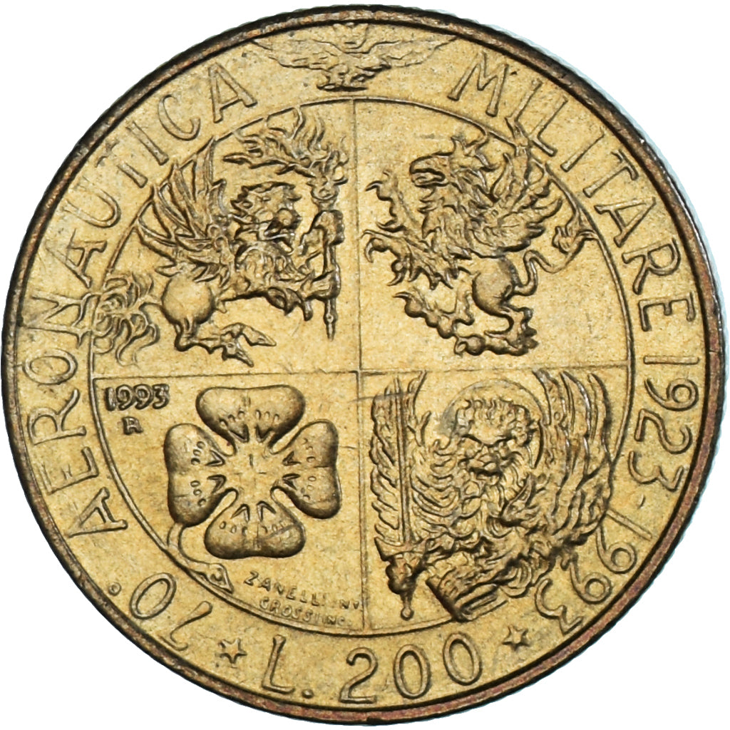Munten, Italië, 70th Anniversary of Military Aviation, 200 Lire, 1993, Rome