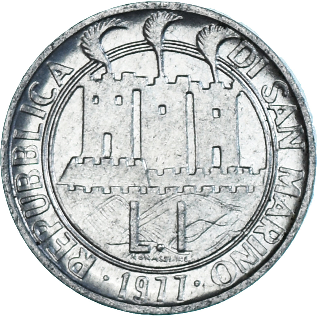 Moneta, San Marino, Lira, 1977, F.A.O., BB+, Alluminio, KM:63