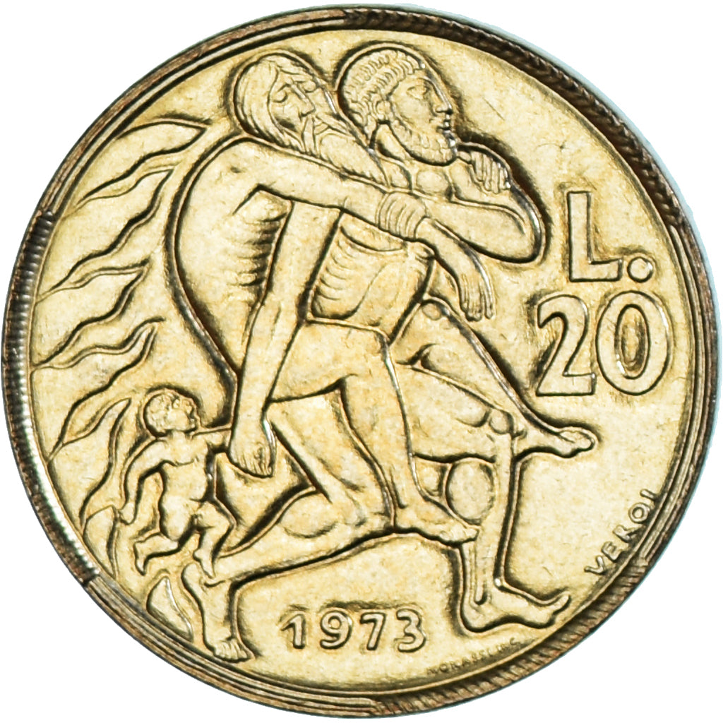 Moneta, San Marino, 20 Lire, 1973, Rome, SPL, Alluminio-bronzo, KM:26