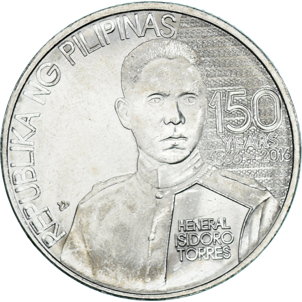 Coin, Philippines, Piso, 2016, Isidoro Torres, MS(63), Nickel plated steel