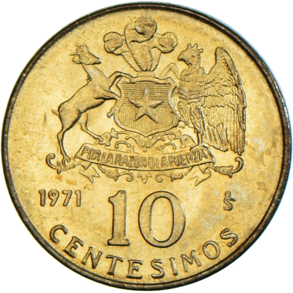Moneda, Chile, 10 Centesimos, 1971, SC, Aluminio - bronce, KM:194