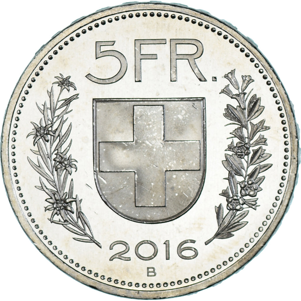 Coin, Switzerland, 5 Francs, 2016, Bern, BE, MS(65-70), Cupronickel, KM:40a.4