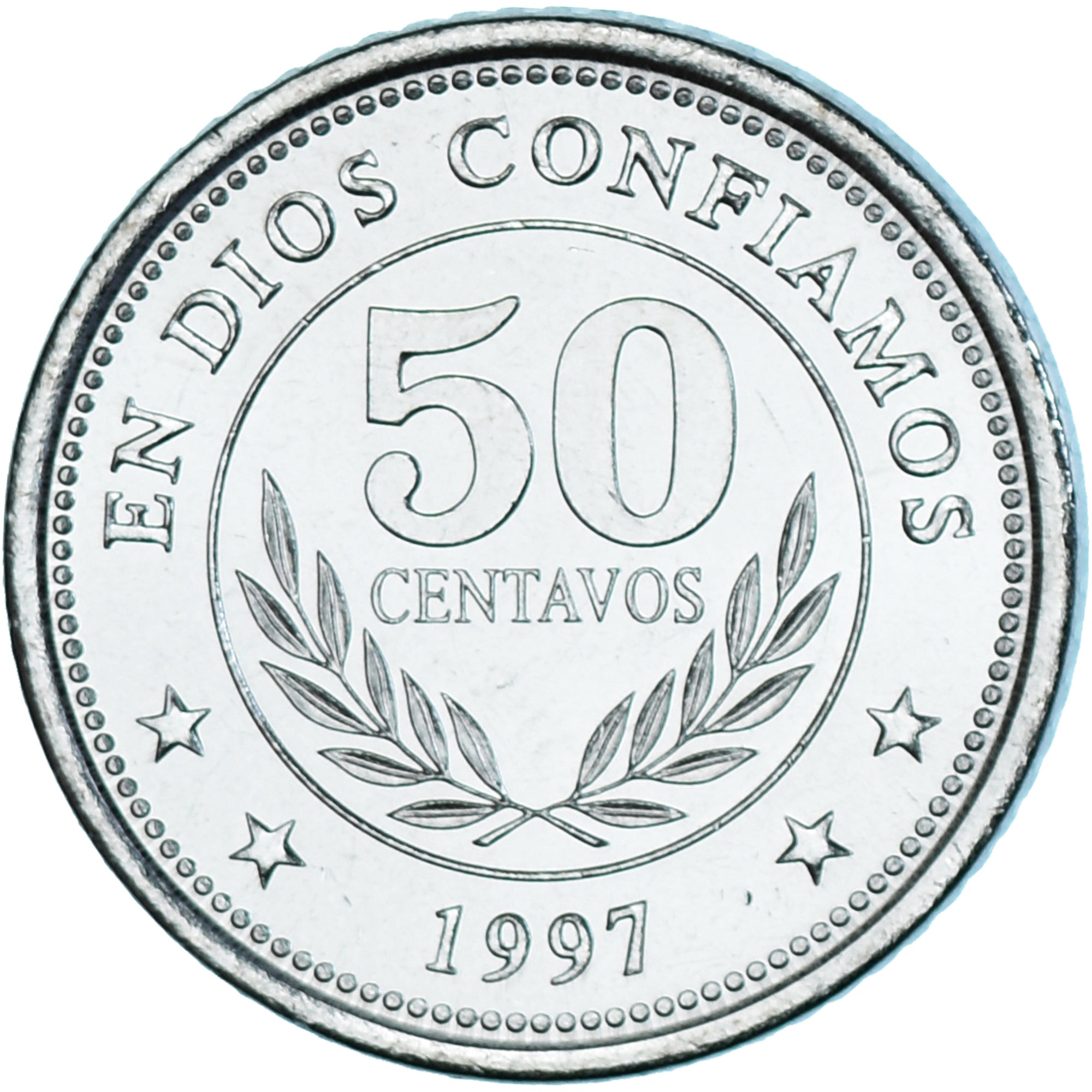 Moeda, Nicarágua, 50 Centavos, 1997, MS(63), Aço Revestido a Níquel, KM:88
