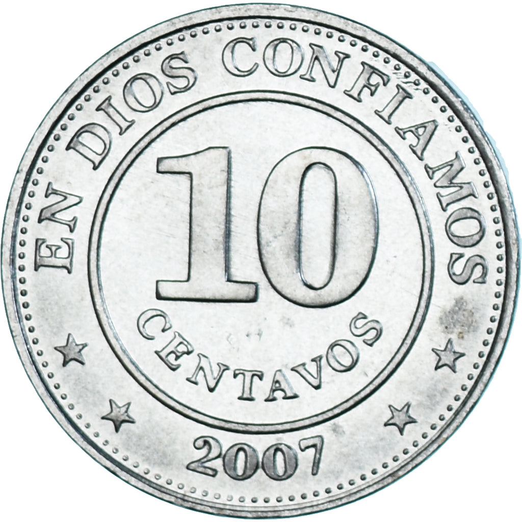Coin, Nicaragua, 10 Centavos, 2007, MS(63), Aluminum, KM:105