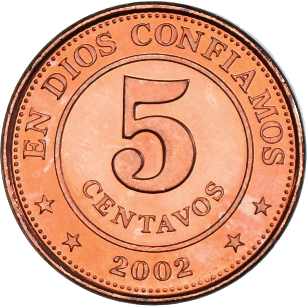 Coin, Nicaragua, 5 Centavos, 2002, British Royal Mint, MS(63), Copper Plated