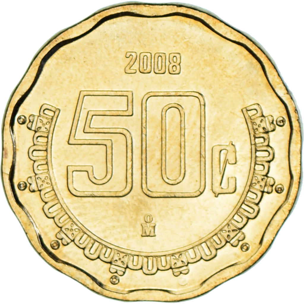 Coin, Mexico, 50 Centavos, 2008, MS(63), Aluminum-Bronze, KM:549