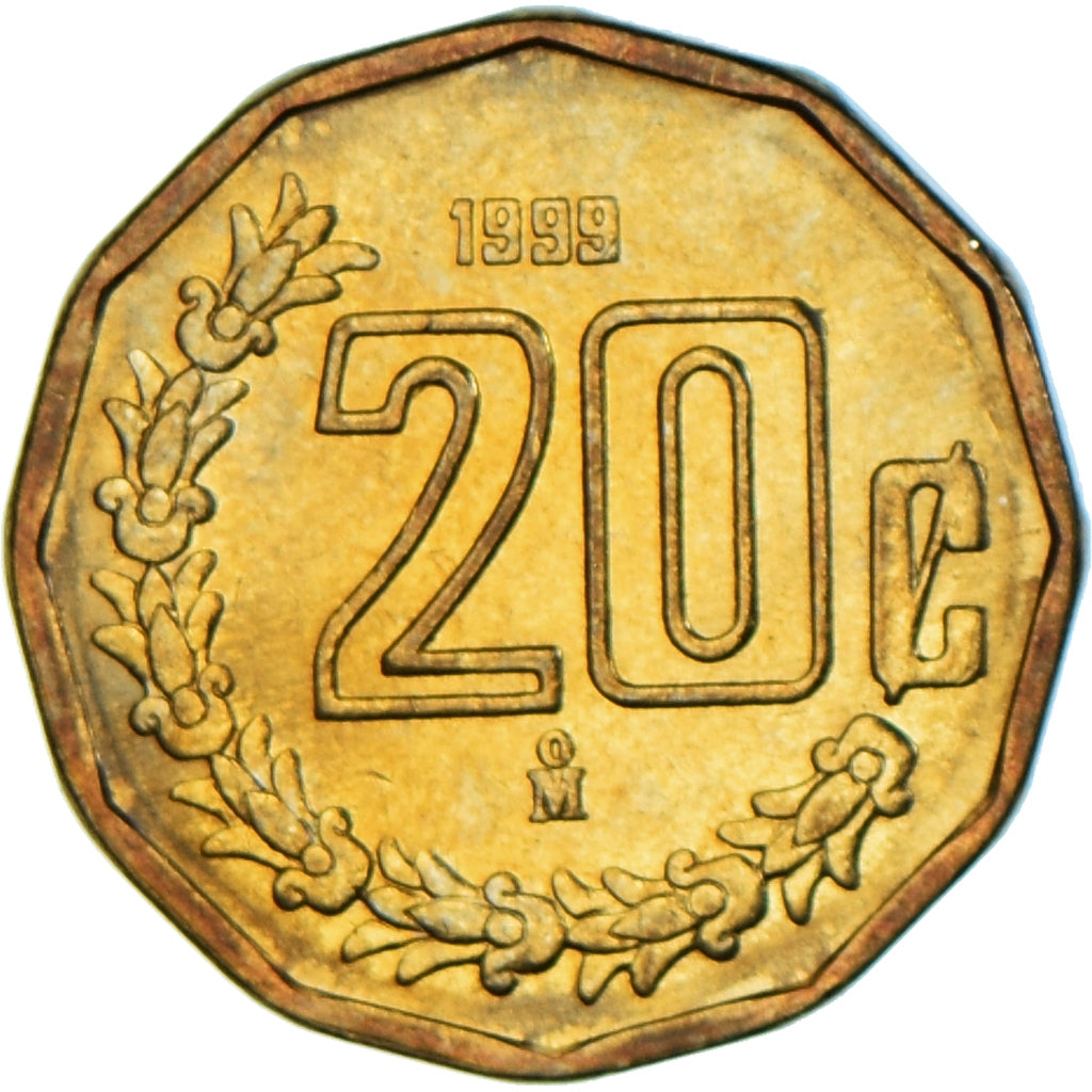 Coin, Mexico, 20 Centavos, 1999, Mexico City, AU(55-58), Aluminum-Bronze, KM:548
