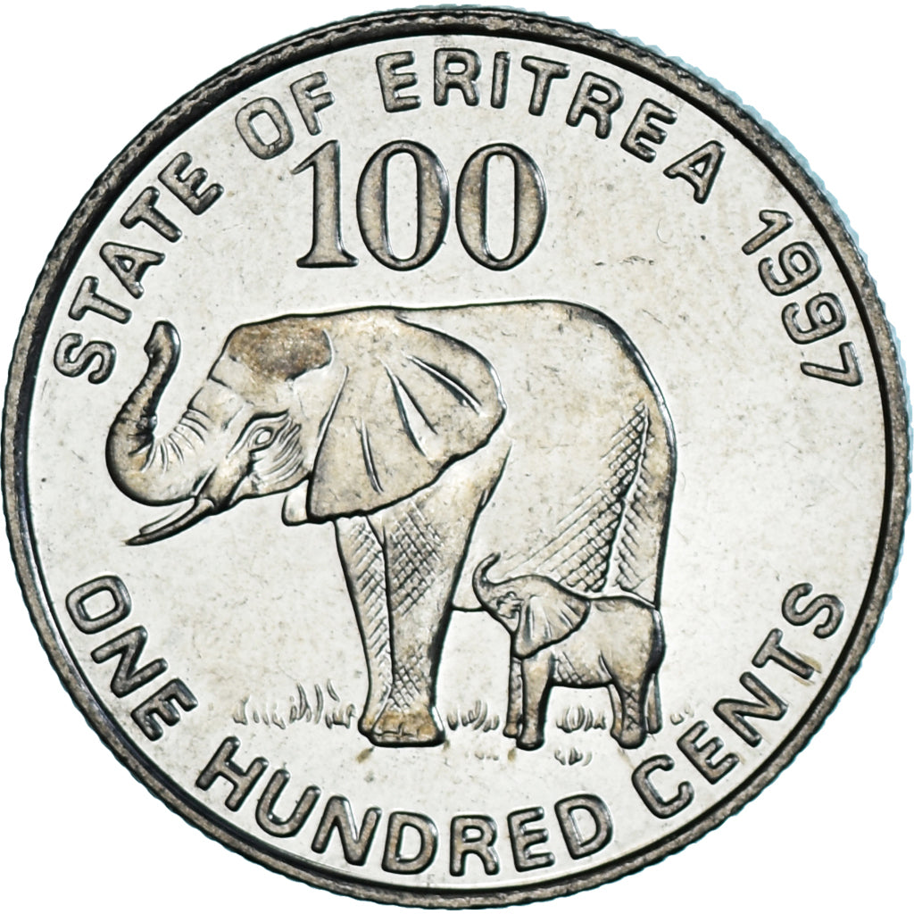 Moneta, Erytrea, 100 Cents, 1997, MS(63), Nikiel powlekany stalą, KM:48