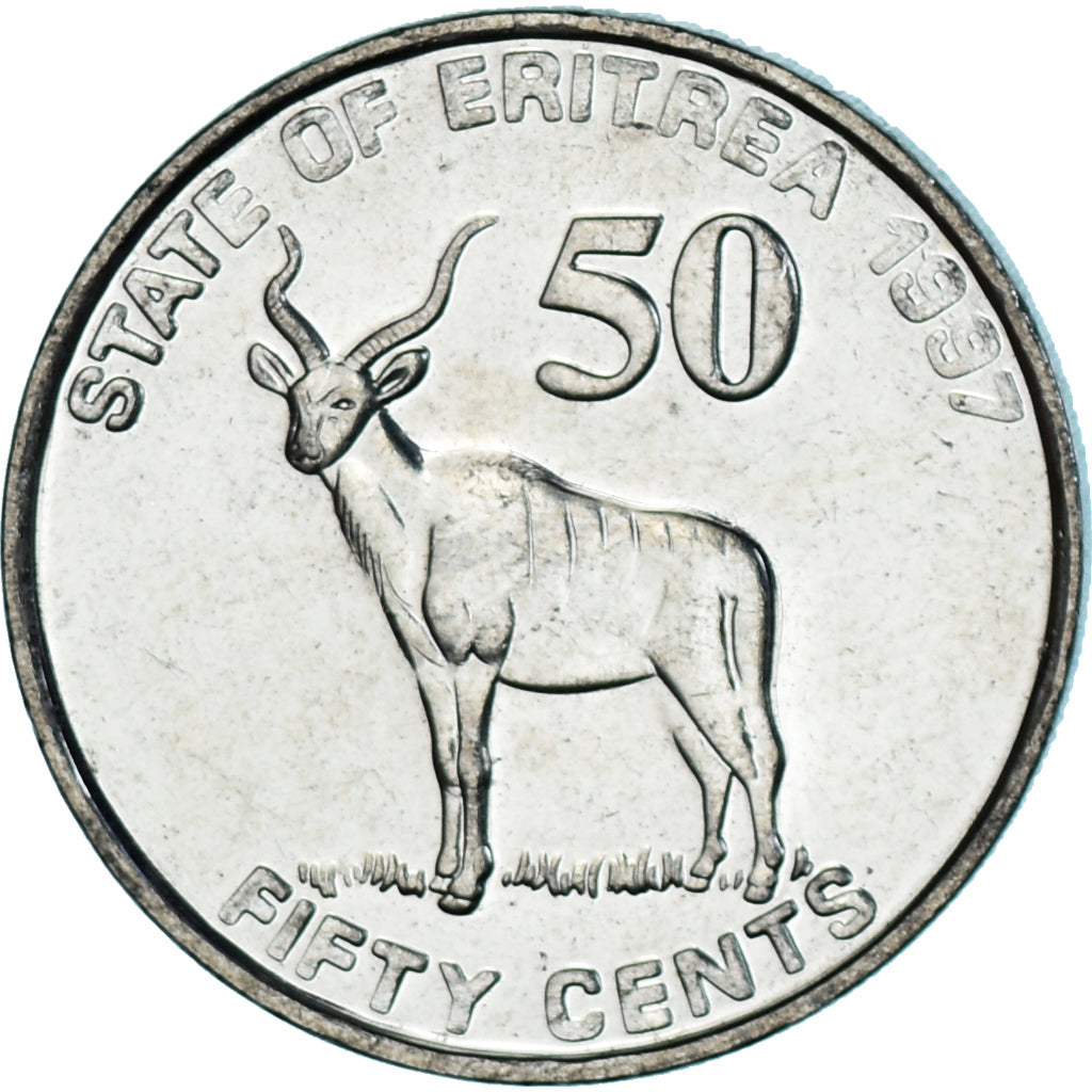 Coin, Eritrea, 50 Cents, 1997, MS(63), Nickel Clad Steel, KM:47
