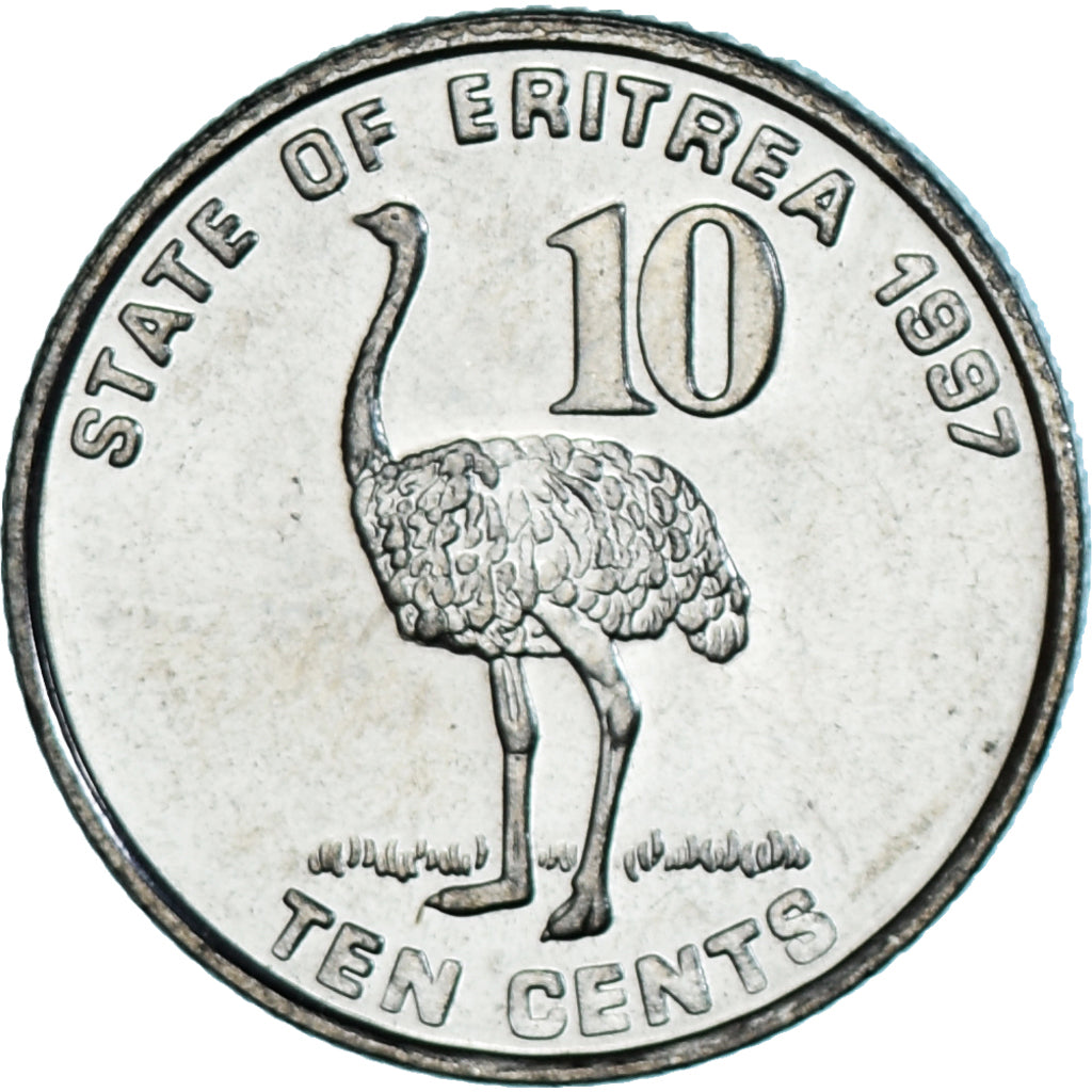 Moneta, Erytrea, 10 Cents, 1997, MS(63), Nikiel powlekany stalą, KM:45
