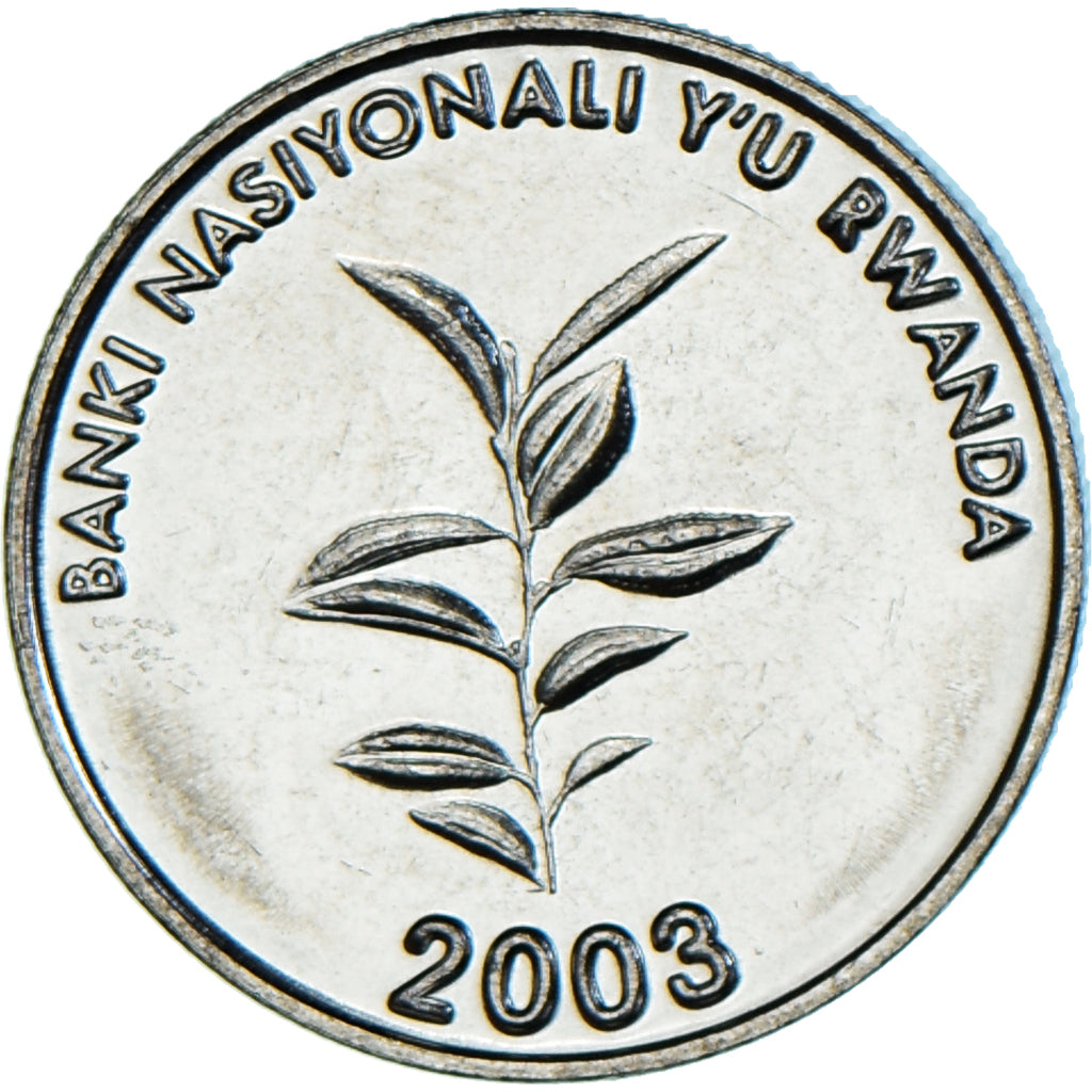 Moeda, Ruanda, 20 Francs, 2003, MS(63), Aço Niquelado, KM:25