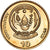 Moeda, Ruanda, 10 Francs, 2003, MS(63), Aço Cromado a Latão, KM:24