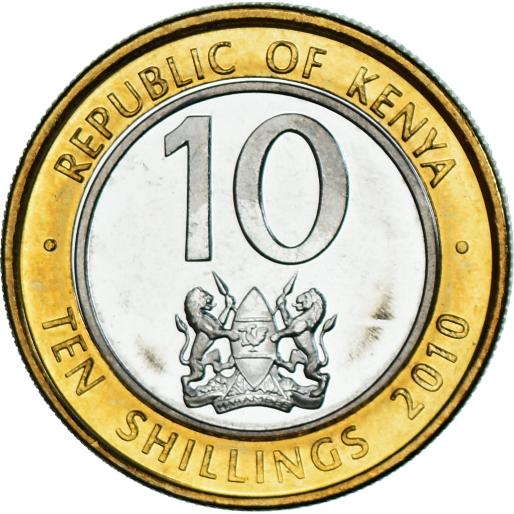 Moneda, Kenia, 10 Shillings, 2010, SC, Bimetálico, KM:35.2