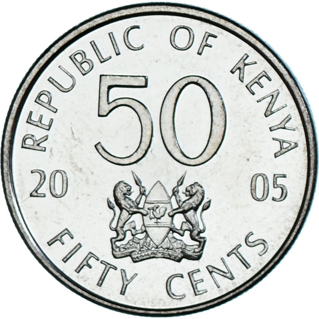 Coin, Kenya, 50 Cents, 2005, MS(63), Nickel plated steel, KM:41