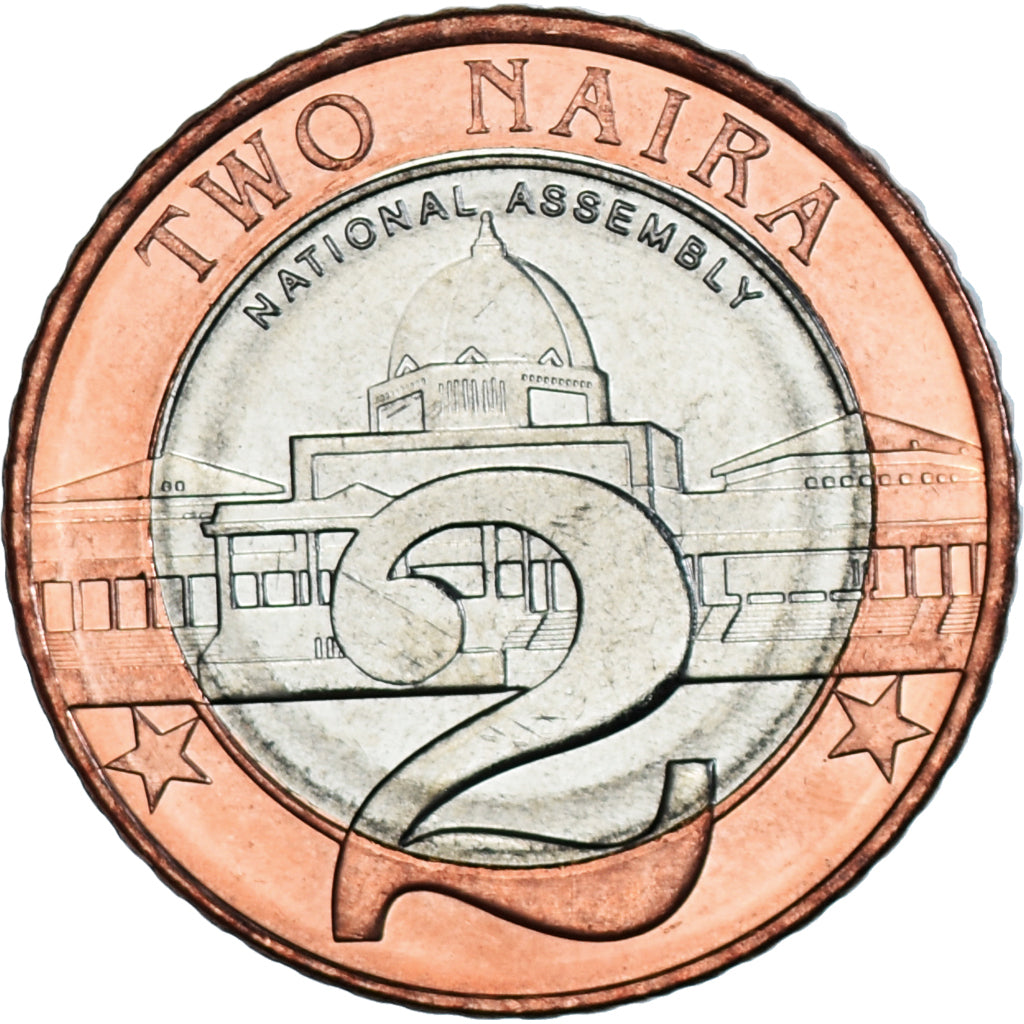 Moneta, Nigeria, 2 Naira, 2006, MS(65-70), Bimetaliczny, KM:19