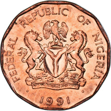 Monnaie, Nigéria, 10 Kobo, 1991, SUP, Cuivre plaqué acier