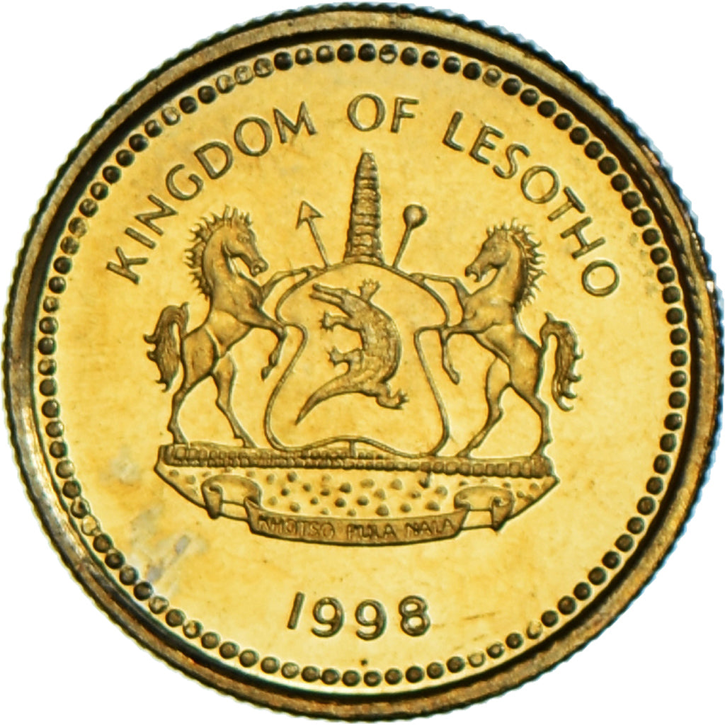 Coin, Lesotho, Moshoeshoe II, 10 Licente, Lisente, 1998, MS(63), Brass plated