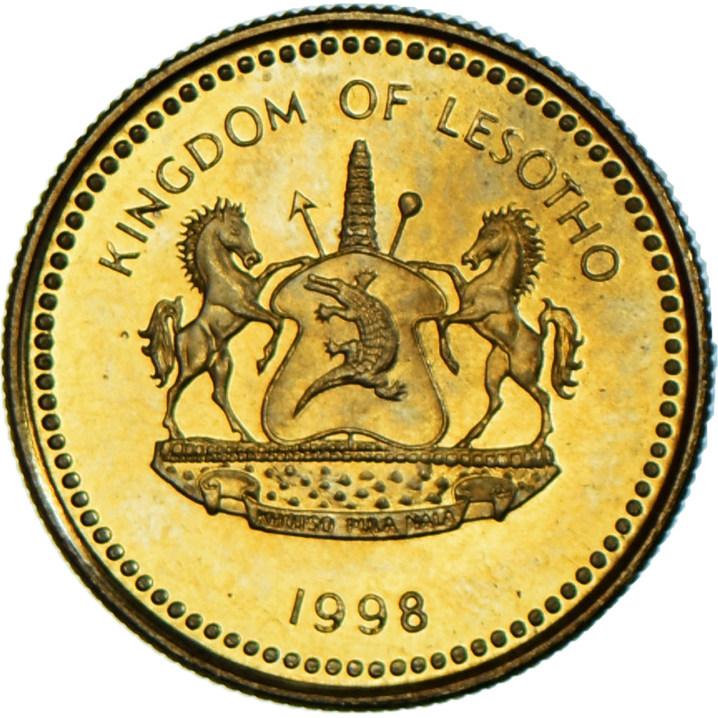 Coin, Lesotho, 20 Licente, 1998, MS(63), Acier plaqué laiton, KM:64