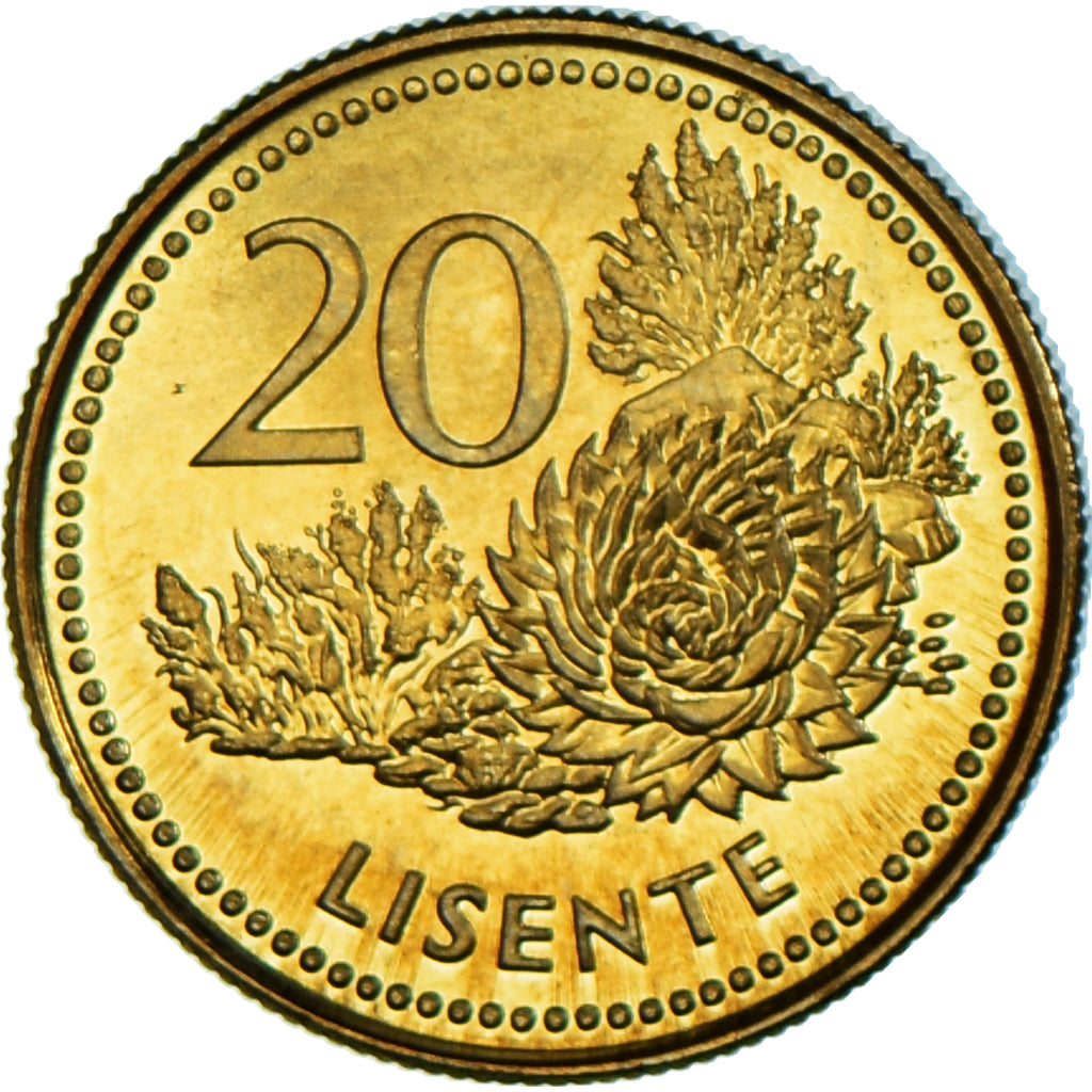 Coin, Lesotho, 20 Licente, 1998, MS(63), Acier plaqué laiton, KM:64