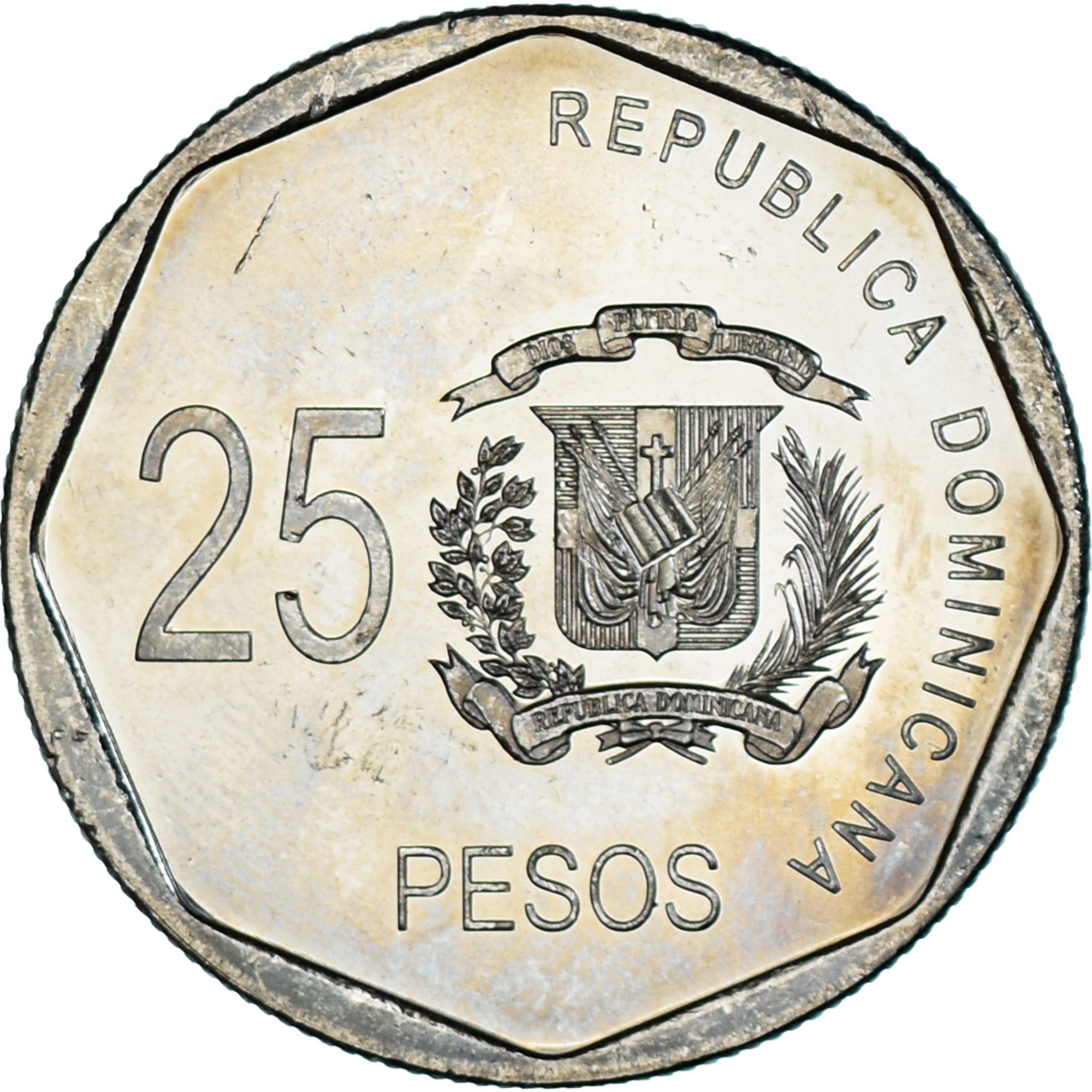 Moneta, Republika Dominikany, 25 Pesos, 2008, MS(63), Miedź-Nikiel, KM:107