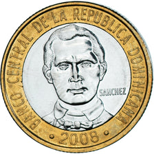 Moneta, Republika Dominikany, 5 Pesos, 2008, MS(63), Bimetaliczny, KM:89