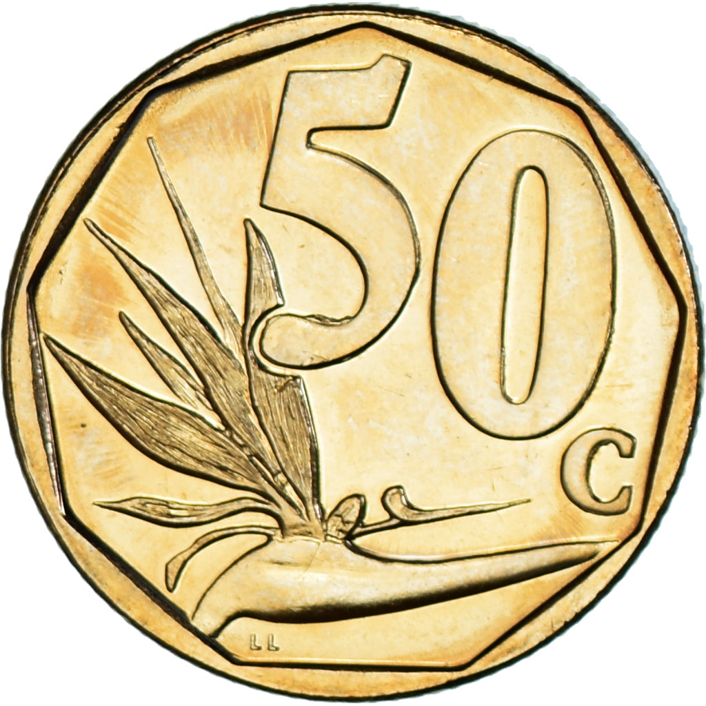 Coin, South Africa, 50 Cents, 2016, MS(63), Bronze Plated Steel