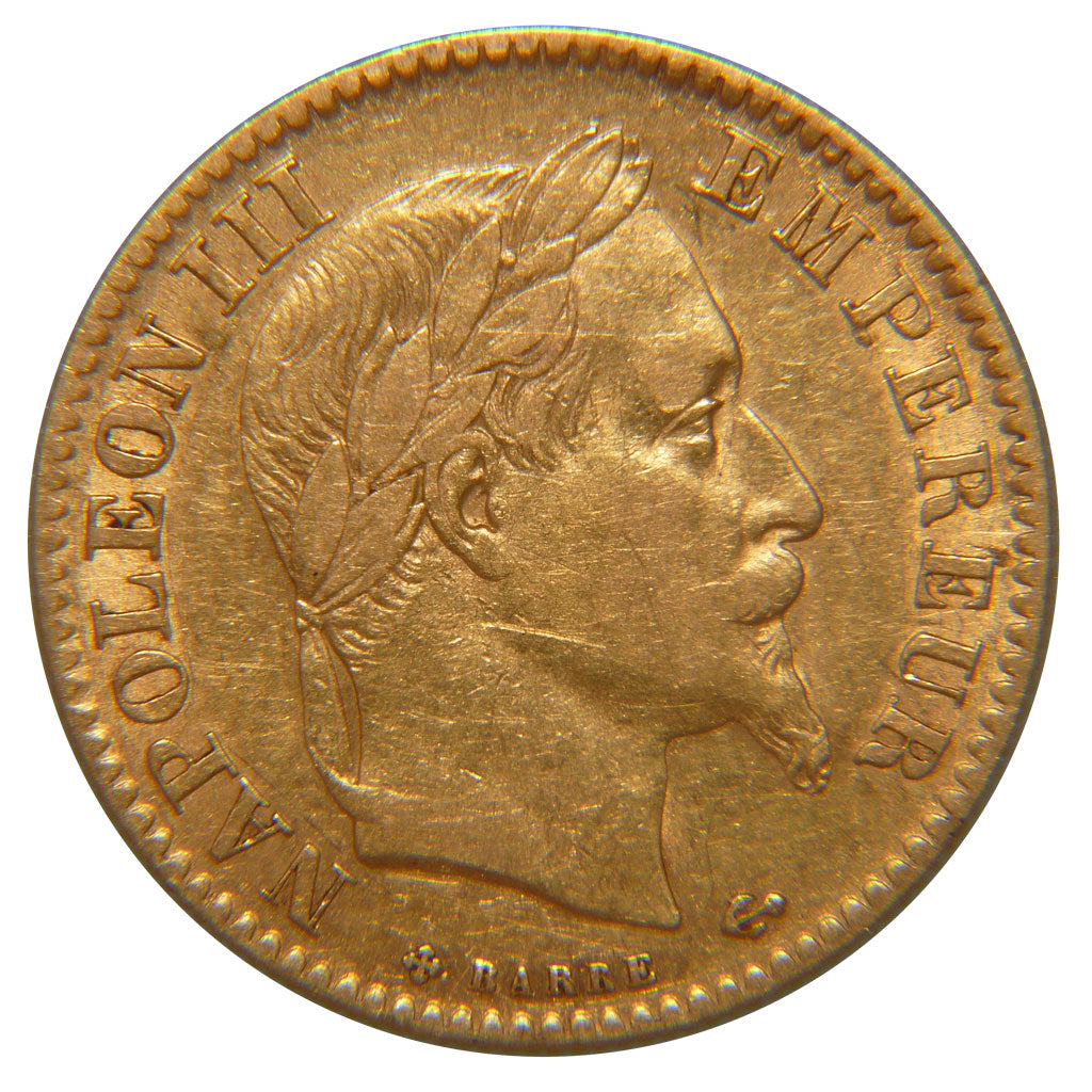 FRANCE, Napoléon III, 10 Francs, 1866, Strasbourg, EF(40-45), Gold, Gadoury #...