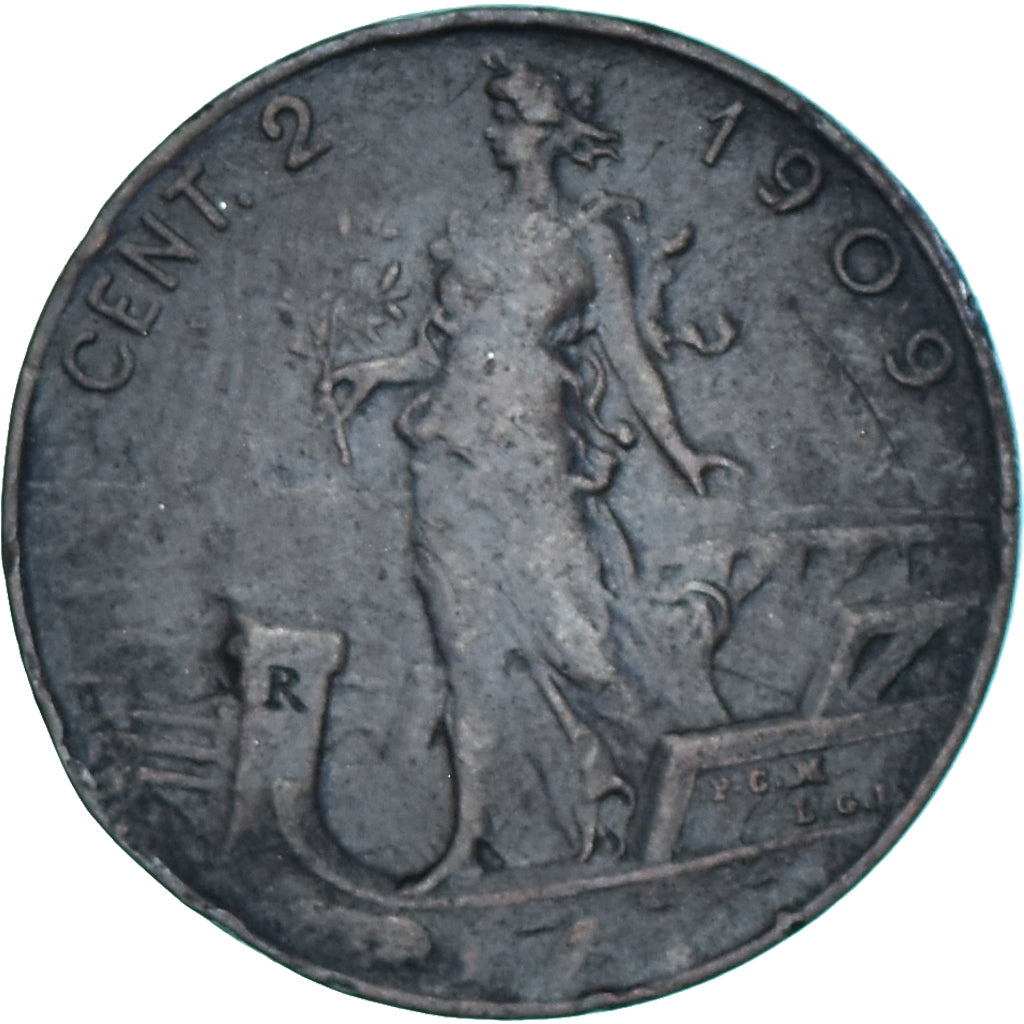 Coin, Italy, Vittorio Emanuele III, 2 Centesimi, 1909, Rome, VF(30-35), Bronze