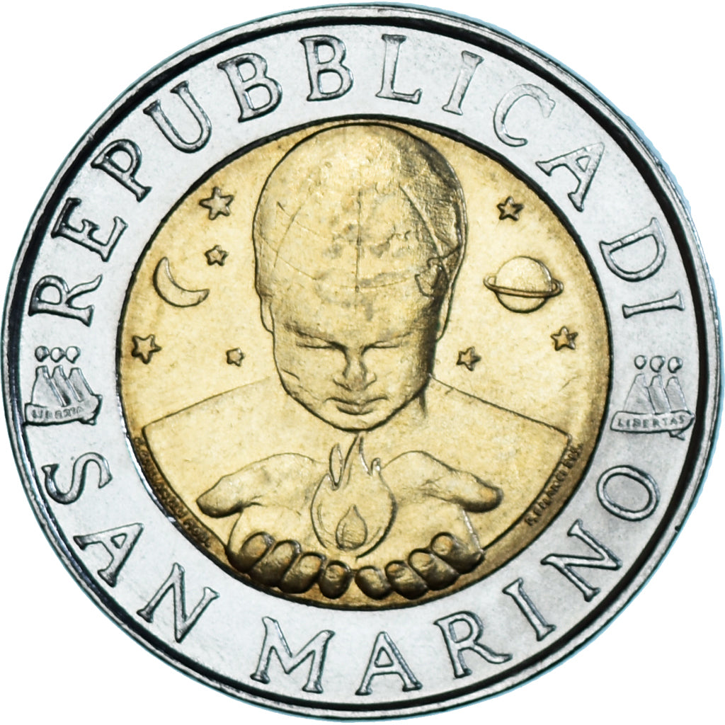 Coin, San Marino, 500 Lire, 1996, Rome, AU(50-53), Bi-Metallic, KM:357