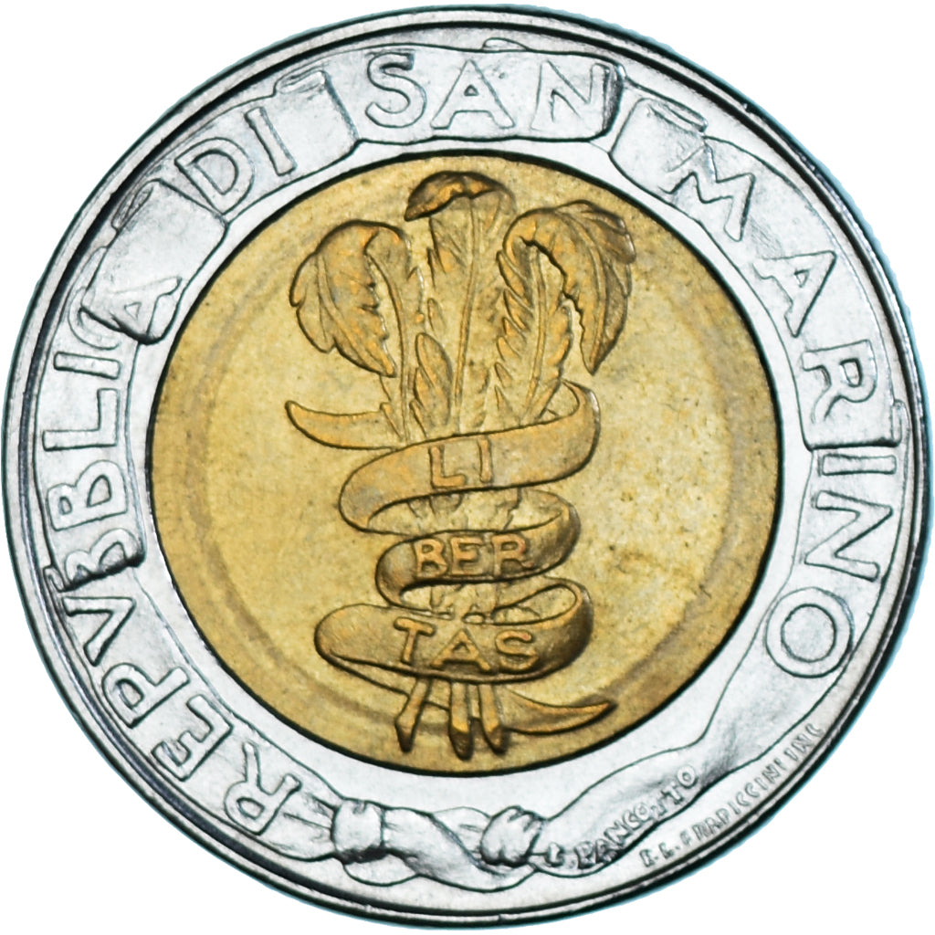 Moeda, San Marino, 500 Lire, 1995, AU(50-53), Bimetálico, KM:330