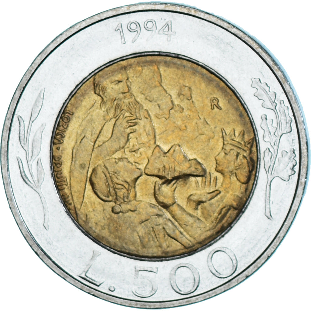 Coin, San Marino, 500 Lire, 1994, Rome, AU(55-58), Bi-Metallic, KM:314