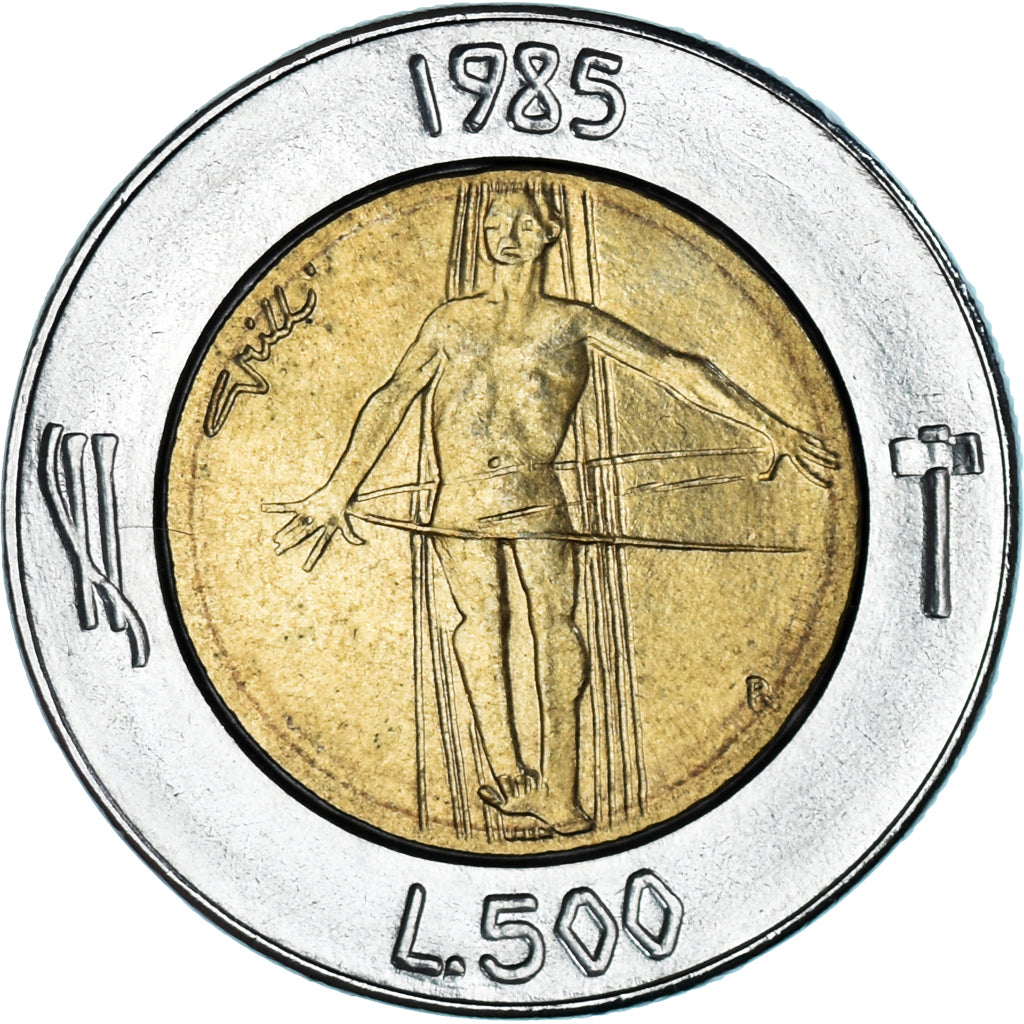 Coin, San Marino, 500 Lire, 1985, Rome, AU(55-58), Bi-Metallic, KM:181