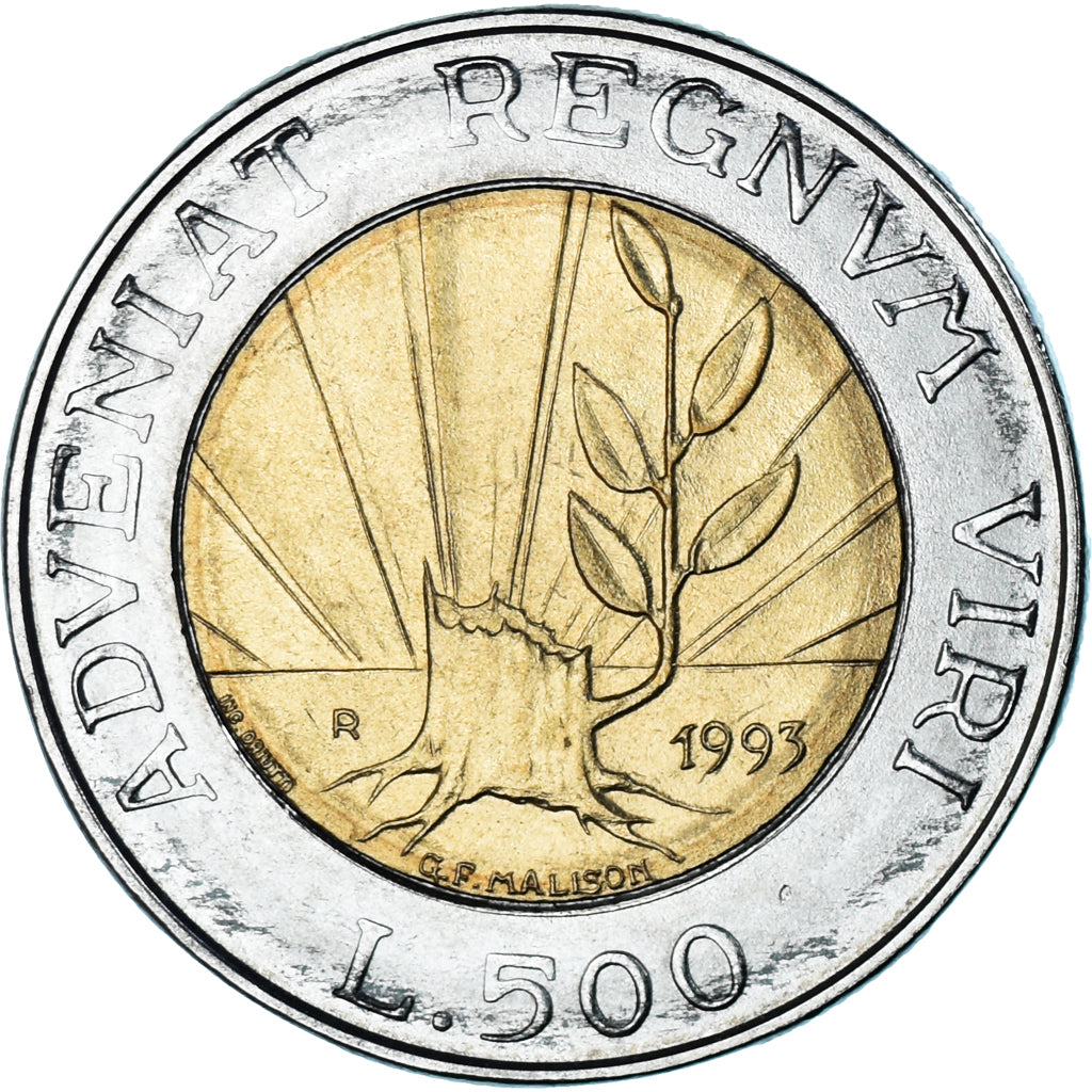 Monnaie, Saint Marin , 500 Lire, 1993, TTB+, Bimétallique, KM:301