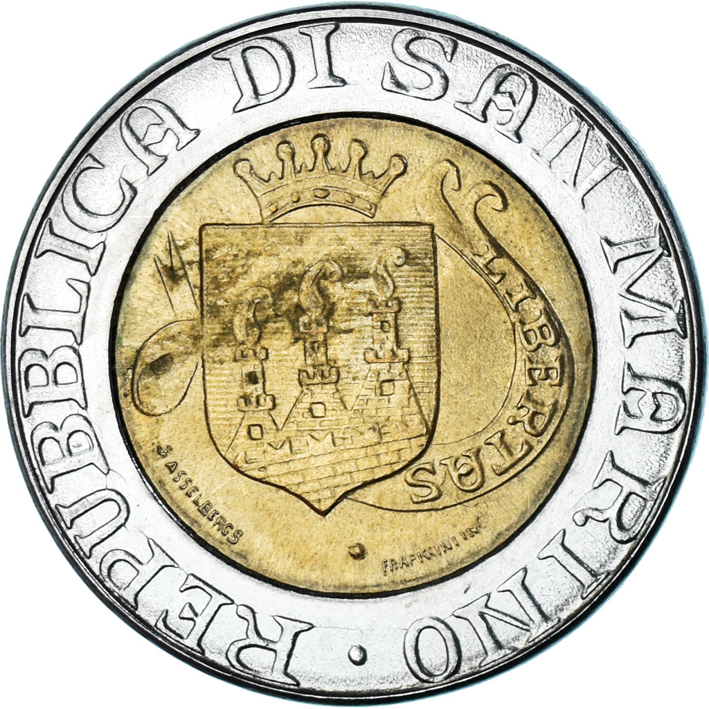 Moeda, San Marino, 500 Lire, 1989, Rome, EF(40-45), Bimetálico, KM:239