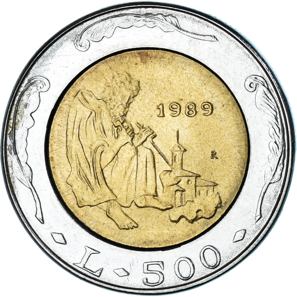 Moeda, San Marino, 500 Lire, 1989, Rome, EF(40-45), Bimetálico, KM:239