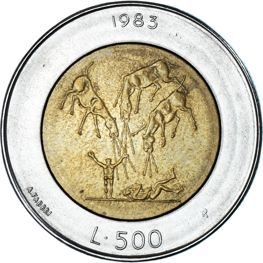 Monnaie, Saint Marin , 500 Lire, 1983, Rome, TTB+, Bimétallique, KM:153