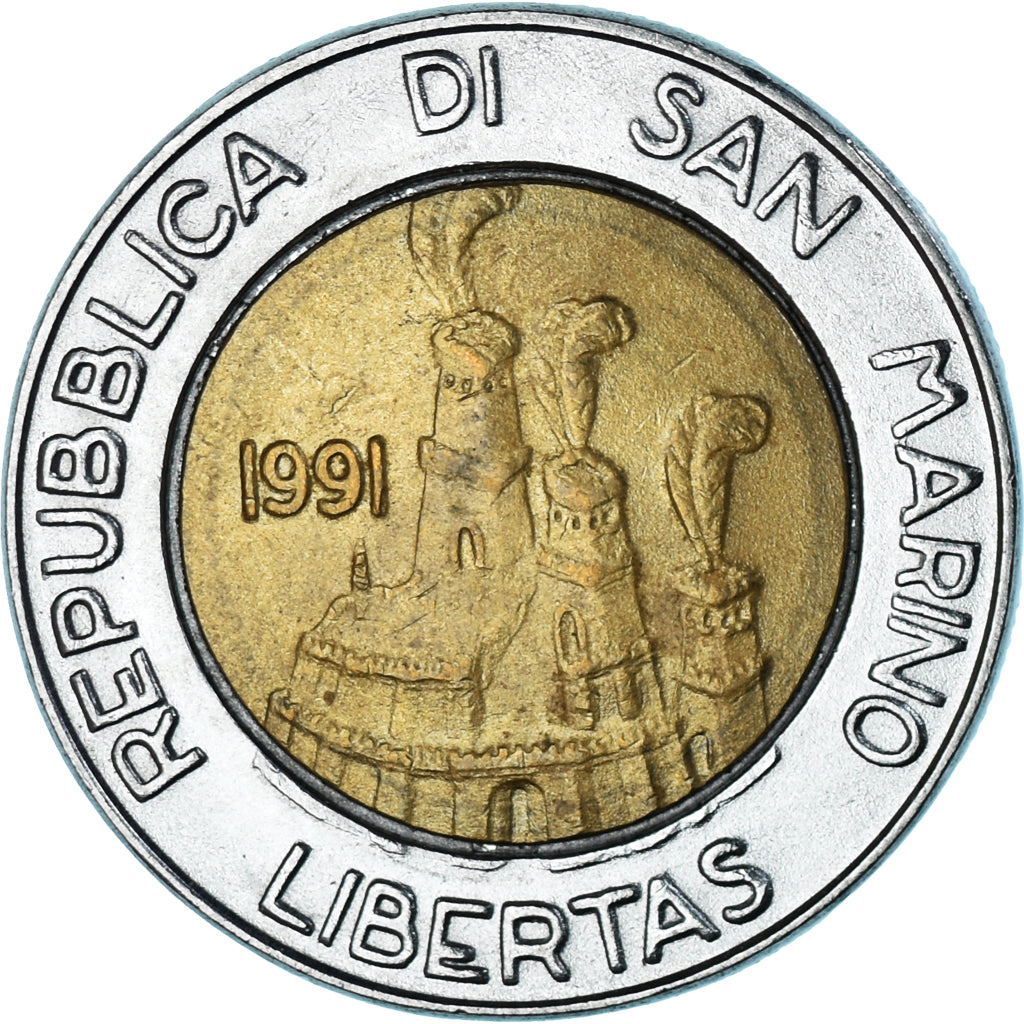 Monnaie, Saint Marin , 500 Lire, 1991, TTB, Bimétallique, KM:269
