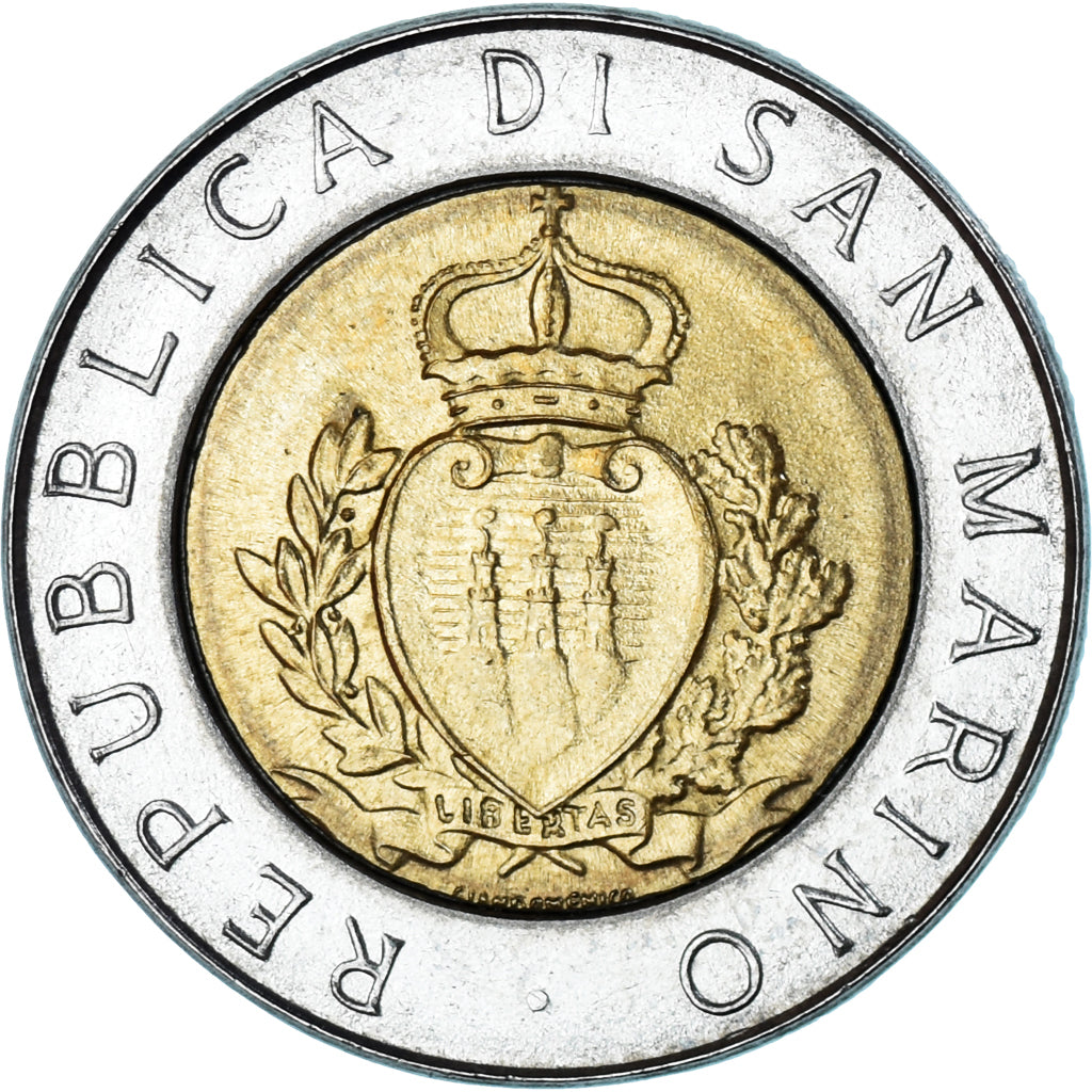 Moneta, San Marino, 500 Lire, 1987, Rome, AU(50-53), Bimetaliczny, KM:209