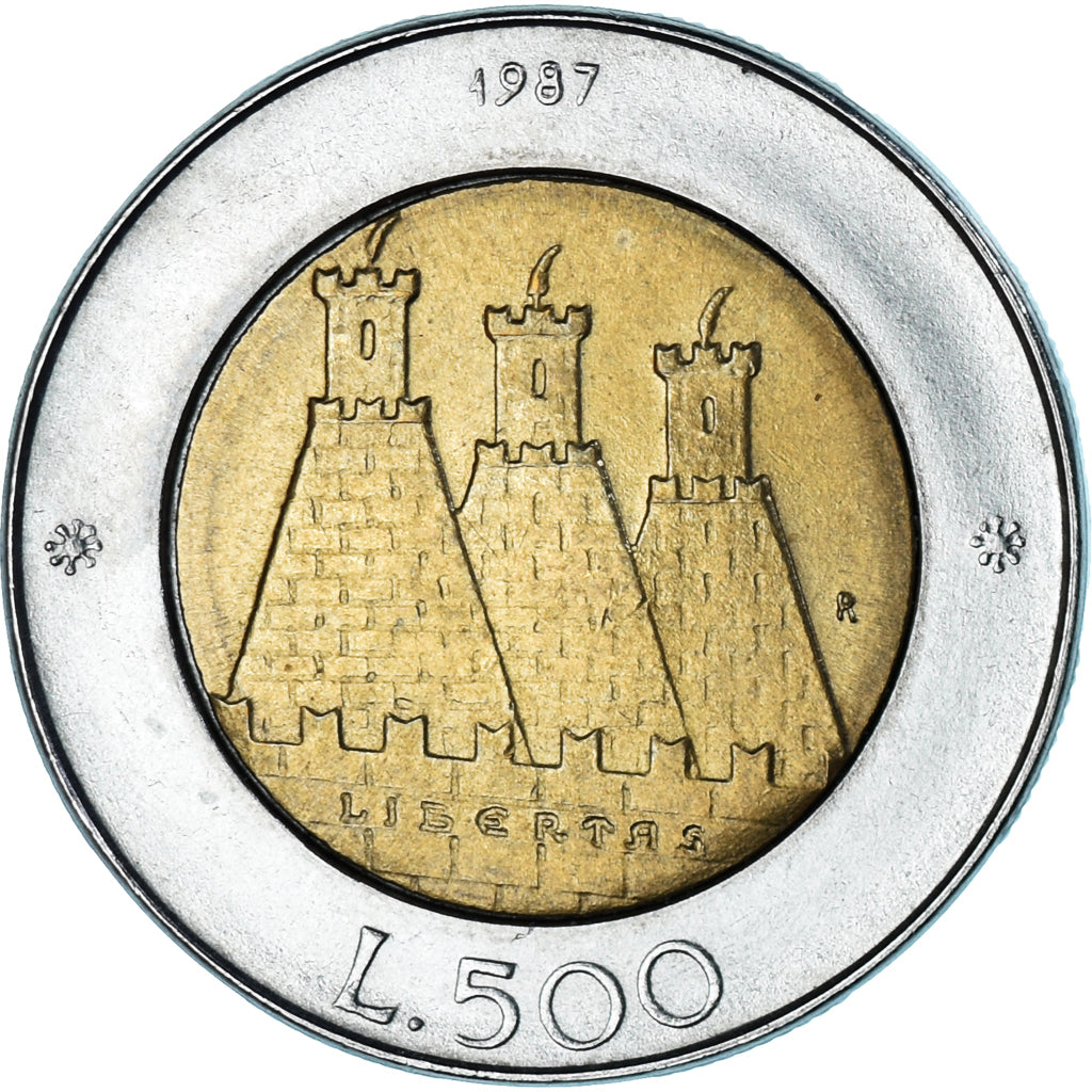 Munten, San Marino, 500 Lire, 1987, Rome, ZF, Bi-Metallic, KM:209