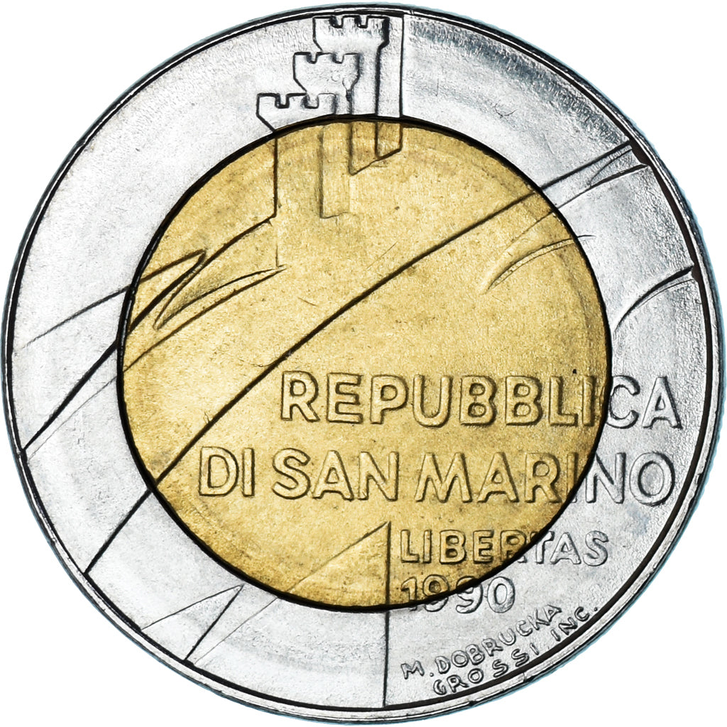 Moneda, San Marino, 500 Lire, 1990, Rome, MBC, Bimetálico, KM:256
