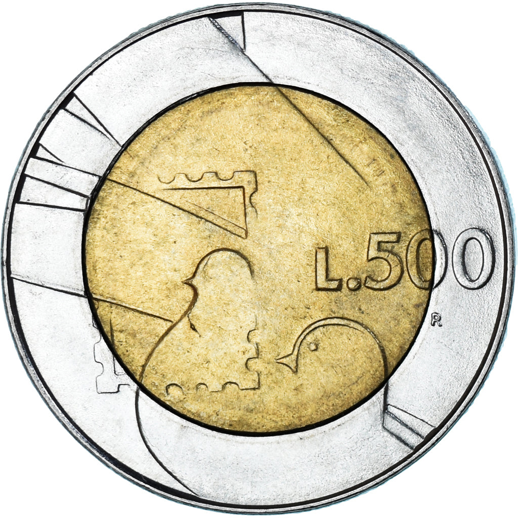 Moneda, San Marino, 500 Lire, 1990, Rome, MBC, Bimetálico, KM:256
