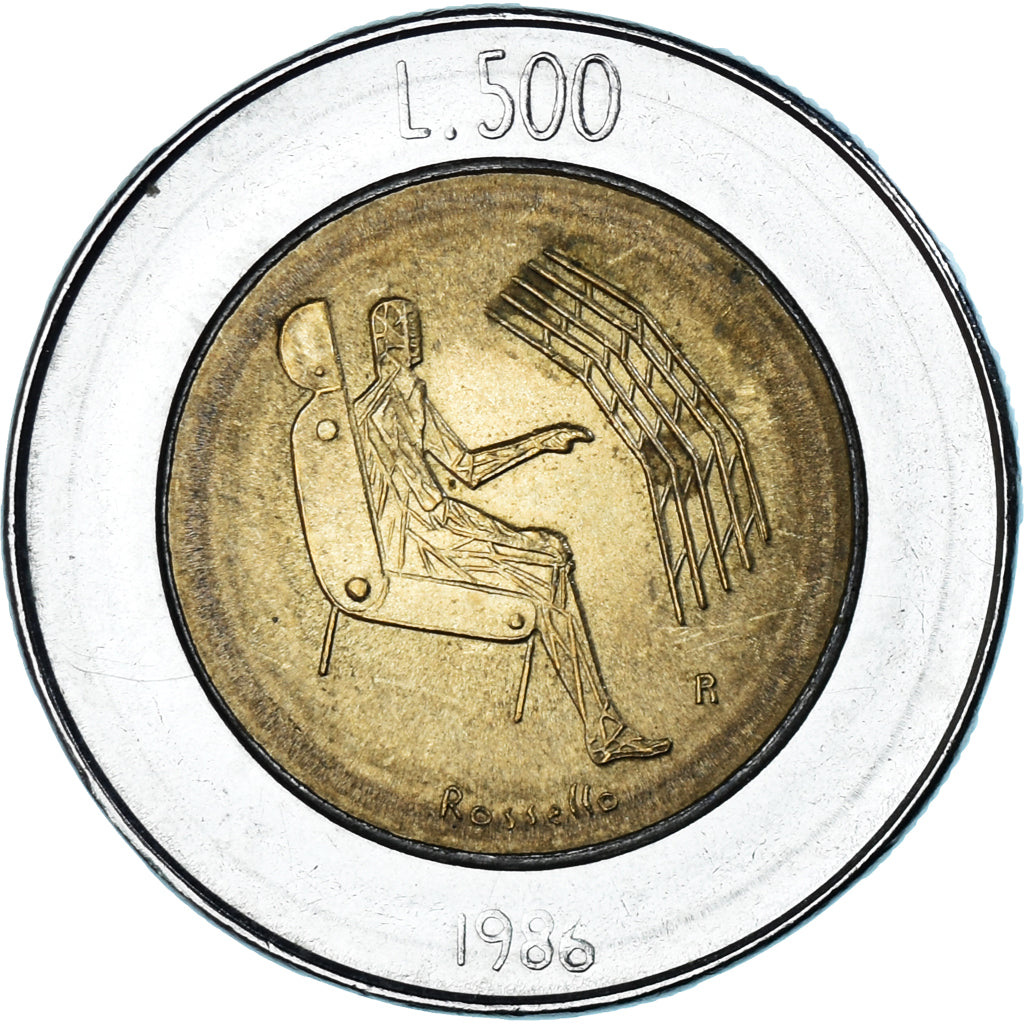 Moneda, San Marino, 500 Lire, 1986, Rome, MBC+, Bimetálico, KM:195