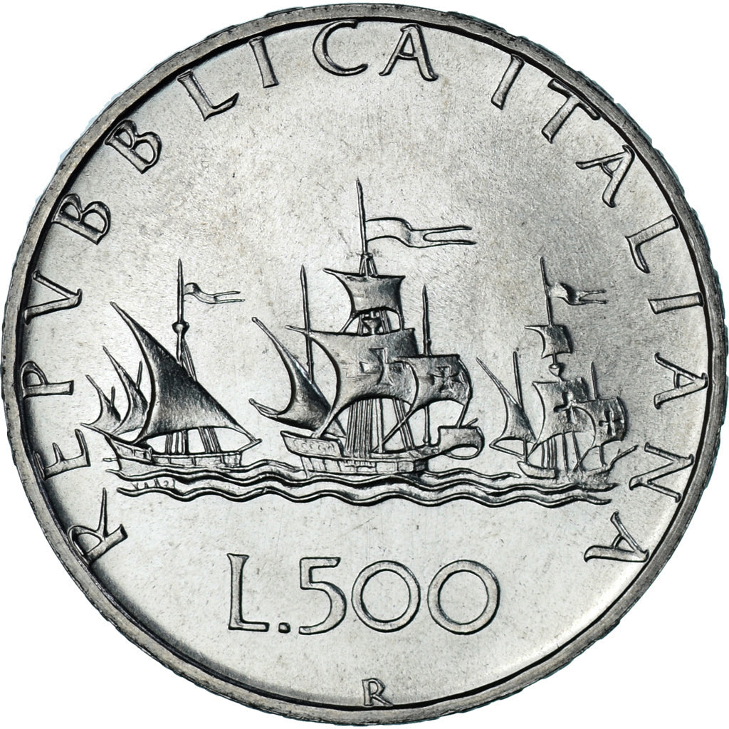 Münze, Italien, 500 Lire, 1984, Rome, “caravelles” BU, UNZ, Silber, KM:98