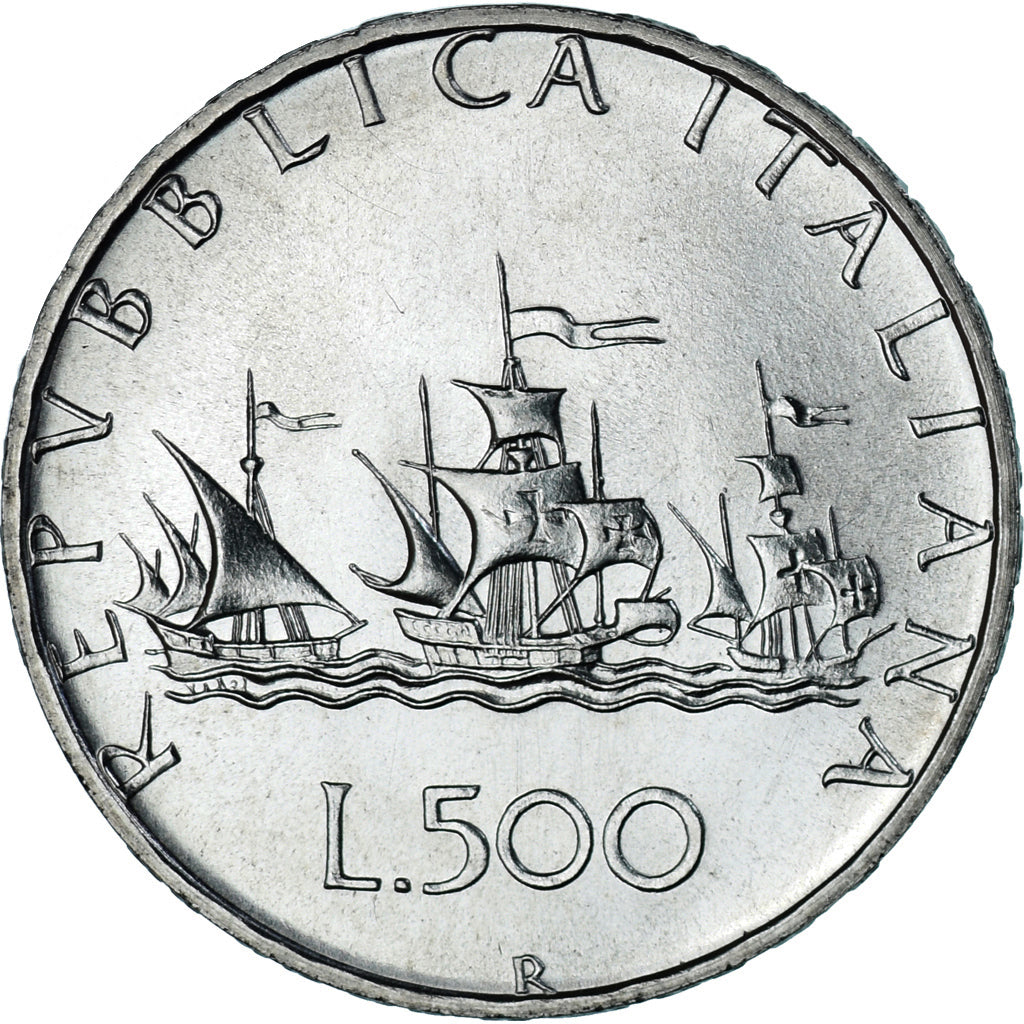 Coin, Italy, 500 Lire, 1984, Rome, “caravelles” BU, AU(55-58), Silver, KM:98