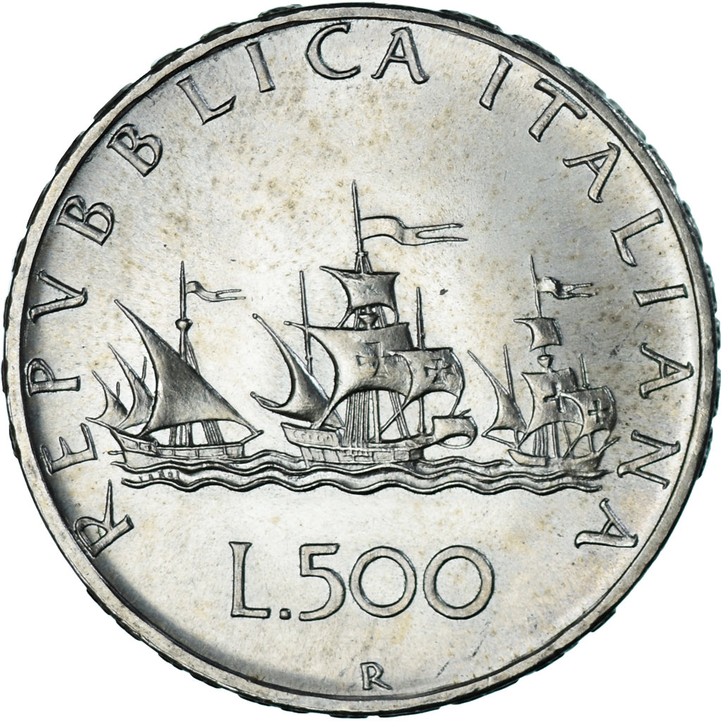 Coin, Italy, 500 Lire, 1969, Rome, “caravelles” BU, AU(55-58), Silver, KM:98