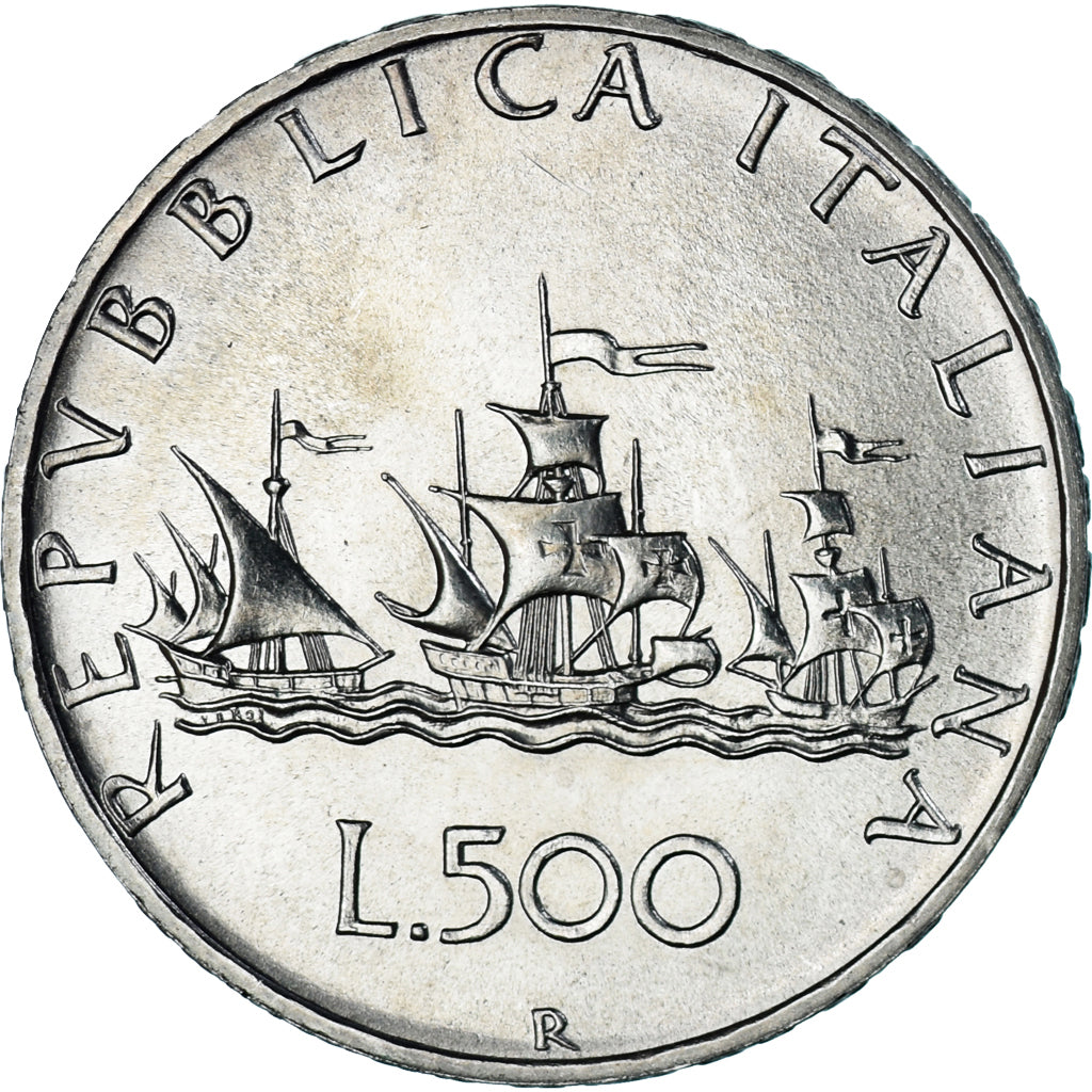 Moneta, Italia, 500 Lire, 1980, Rome, “caravelles” BU, SPL-, Argento, KM:98