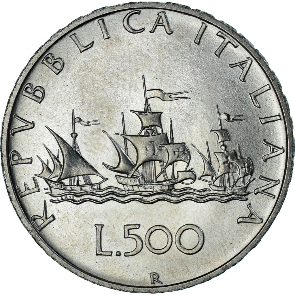Moneta, Italia, 500 Lire, 1985, “caravelles” BU, FDC, Argento, KM:98