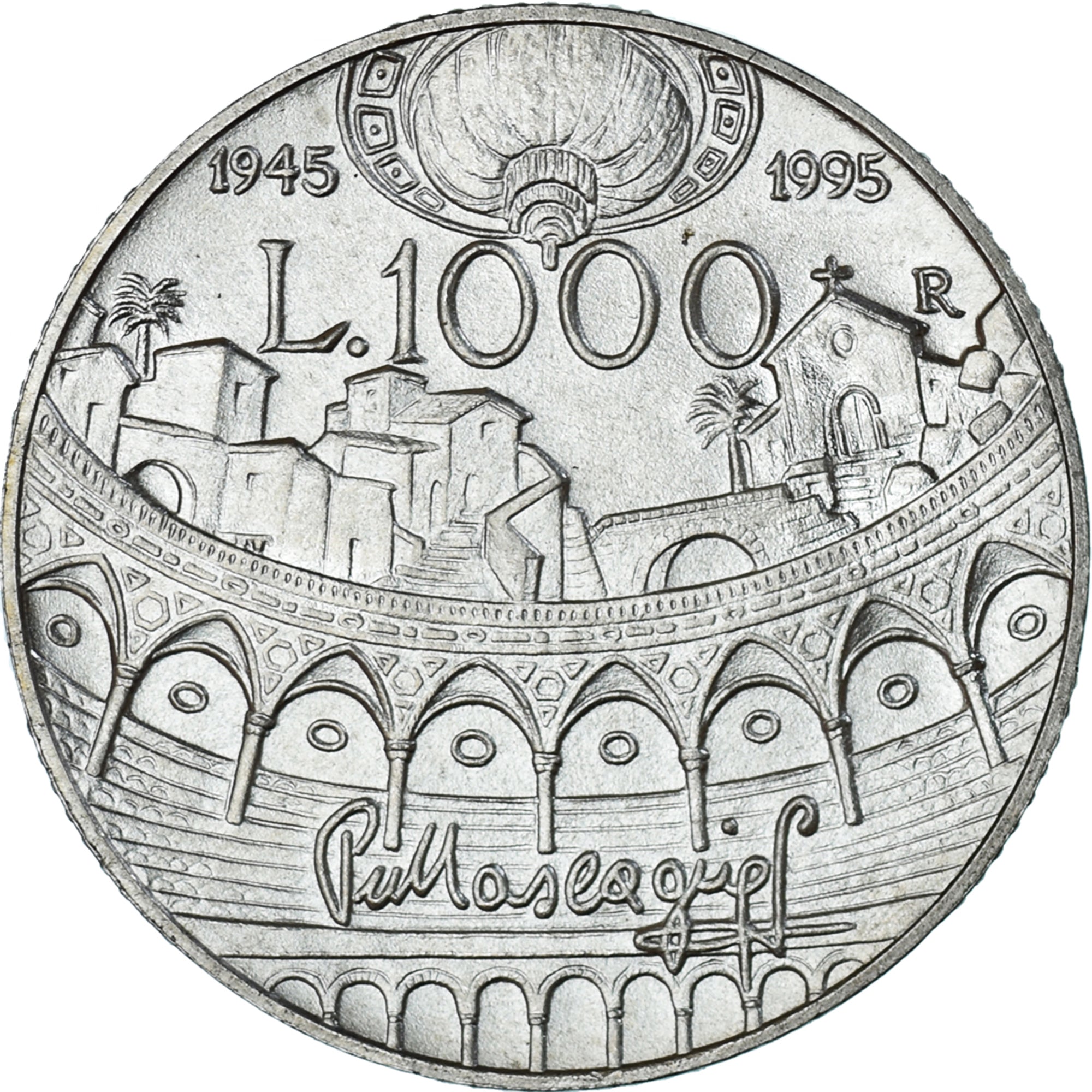Coin, Italy, 1000 Lire, 1995, Rome, Pietro Mascagni., MS(65-70), Silver, KM:185