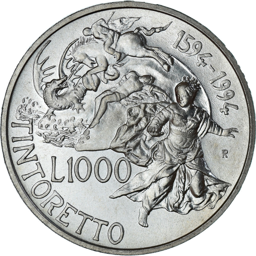 Coin, Italy, 1000 Lire, 1994, Rome, Tintoretto.FDC, MS(65-70), Silver, KM:169